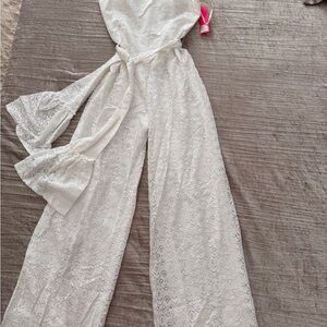 Lilly Pulitzer White Lace Jumpsuit Size 8